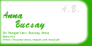 anna bucsay business card